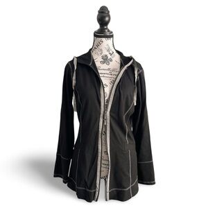 Spanner Black Hooded Sweater Double Front Zip